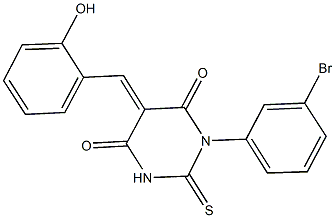 1-(3-bromophenyl)-5-(2-hydroxybenzylidene)-2-thioxodihydro-4,6(1H,5H)-pyrimidinedione 结构式