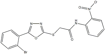 2-{[5-(2-bromophenyl)-1,3,4-oxadiazol-2-yl]sulfanyl}-N-{2-nitrophenyl}acetamide 结构式