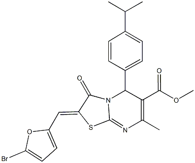 methyl 2-[(5-bromo-2-furyl)methylene]-5-(4-isopropylphenyl)-7-methyl-3-oxo-2,3-dihydro-5H-[1,3]thiazolo[3,2-a]pyrimidine-6-carboxylate 结构式