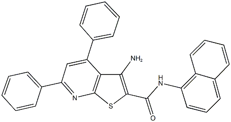 3-amino-N-(1-naphthyl)-4,6-diphenylthieno[2,3-b]pyridine-2-carboxamide 结构式