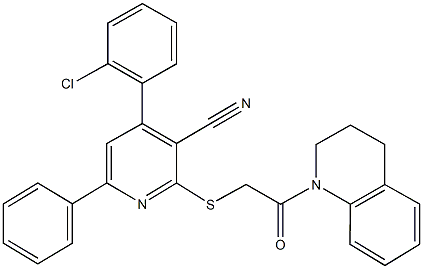 4-(2-chlorophenyl)-2-{[2-(3,4-dihydro-1(2H)-quinolinyl)-2-oxoethyl]sulfanyl}-6-phenylnicotinonitrile 结构式