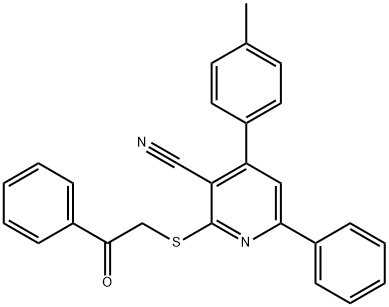 4-(4-methylphenyl)-2-[(2-oxo-2-phenylethyl)sulfanyl]-6-phenylnicotinonitrile 结构式