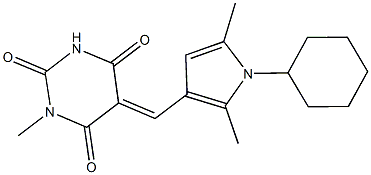 5-[(1-cyclohexyl-2,5-dimethyl-1H-pyrrol-3-yl)methylene]-1-methyl-2,4,6(1H,3H,5H)-pyrimidinetrione 结构式