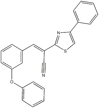 3-(3-phenoxyphenyl)-2-(4-phenyl-1,3-thiazol-2-yl)acrylonitrile 结构式