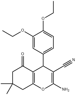 2-amino-4-(3,4-diethoxyphenyl)-7,7-dimethyl-5-oxo-5,6,7,8-tetrahydro-4H-chromene-3-carbonitrile 结构式