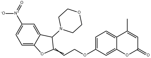 7-[2-(5-nitro-3-(4-morpholinyl)-1-benzofuran-2(3H)-ylidene)ethoxy]-4-methyl-2H-chromen-2-one 结构式
