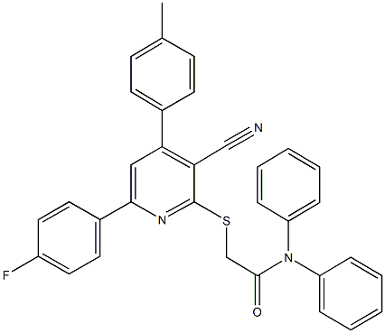 2-{[3-cyano-6-(4-fluorophenyl)-4-(4-methylphenyl)-2-pyridinyl]sulfanyl}-N,N-diphenylacetamide 结构式