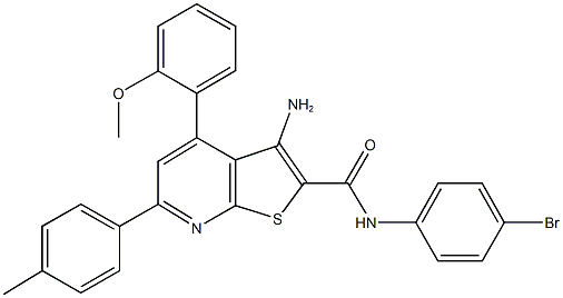 3-amino-N-(4-bromophenyl)-4-(2-methoxyphenyl)-6-(4-methylphenyl)thieno[2,3-b]pyridine-2-carboxamide 结构式