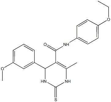 N-(4-ethoxyphenyl)-4-(3-methoxyphenyl)-6-methyl-2-thioxo-1,2,3,4-tetrahydro-5-pyrimidinecarboxamide 结构式