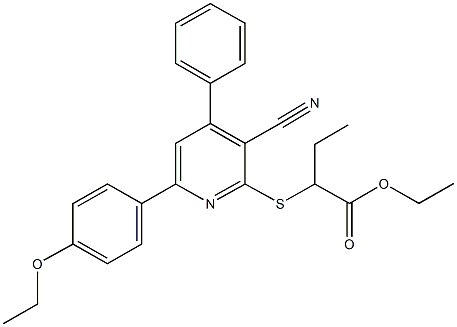 ethyl 2-{[3-cyano-6-(4-ethoxyphenyl)-4-phenyl-2-pyridinyl]sulfanyl}butanoate 结构式