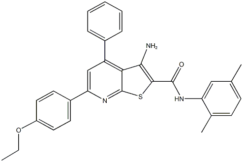 3-amino-N-(2,5-dimethylphenyl)-6-(4-ethoxyphenyl)-4-phenylthieno[2,3-b]pyridine-2-carboxamide 结构式