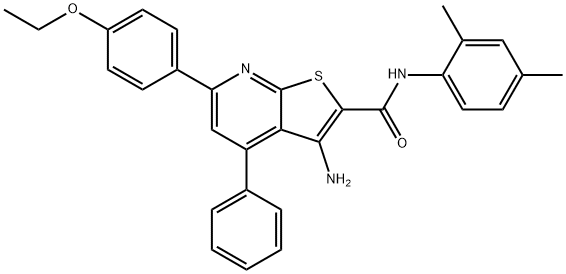 3-amino-N-(2,4-dimethylphenyl)-6-(4-ethoxyphenyl)-4-phenylthieno[2,3-b]pyridine-2-carboxamide 结构式