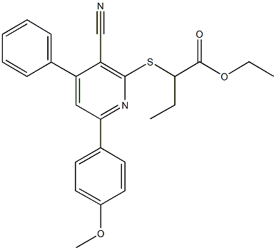 ethyl 2-{[3-cyano-6-(4-methoxyphenyl)-4-phenyl-2-pyridinyl]sulfanyl}butanoate 结构式