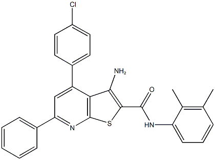 3-amino-4-(4-chlorophenyl)-N-(2,3-dimethylphenyl)-6-phenylthieno[2,3-b]pyridine-2-carboxamide 结构式