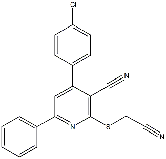 4-(4-chlorophenyl)-2-[(cyanomethyl)sulfanyl]-6-phenylnicotinonitrile 结构式