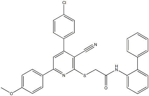 N-[1,1'-biphenyl]-2-yl-2-{[4-(4-chlorophenyl)-3-cyano-6-(4-methoxyphenyl)-2-pyridinyl]sulfanyl}acetamide 结构式