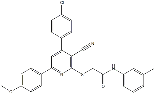 2-{[4-(4-chlorophenyl)-3-cyano-6-(4-methoxyphenyl)-2-pyridinyl]sulfanyl}-N-(3-methylphenyl)acetamide 结构式