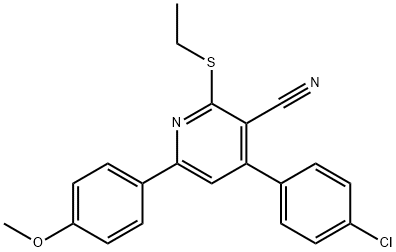 4-(4-chlorophenyl)-2-(ethylsulfanyl)-6-(4-methoxyphenyl)nicotinonitrile 结构式