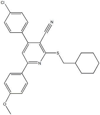 4-(4-chlorophenyl)-2-[(cyclohexylmethyl)sulfanyl]-6-(4-methoxyphenyl)nicotinonitrile 结构式