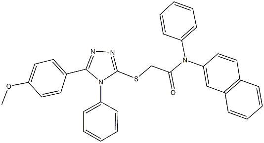 2-{[5-(4-methoxyphenyl)-4-phenyl-4H-1,2,4-triazol-3-yl]sulfanyl}-N-(2-naphthyl)-N-phenylacetamide 结构式