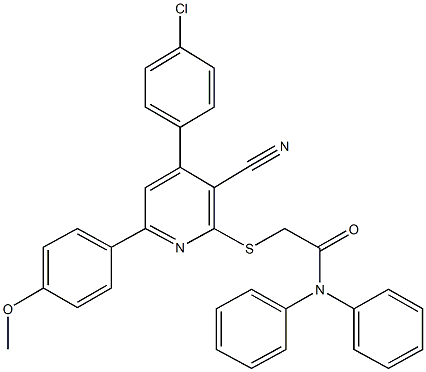 2-{[4-(4-chlorophenyl)-3-cyano-6-(4-methoxyphenyl)-2-pyridinyl]sulfanyl}-N,N-diphenylacetamide 结构式