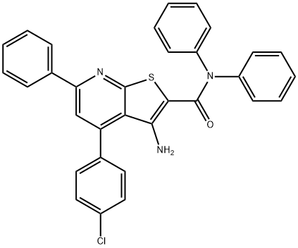 3-amino-4-(4-chlorophenyl)-N,N,6-triphenylthieno[2,3-b]pyridine-2-carboxamide 结构式