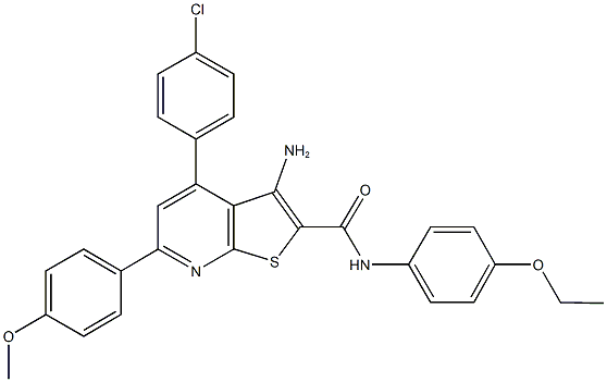 3-amino-4-(4-chlorophenyl)-N-(4-ethoxyphenyl)-6-(4-methoxyphenyl)thieno[2,3-b]pyridine-2-carboxamide 结构式
