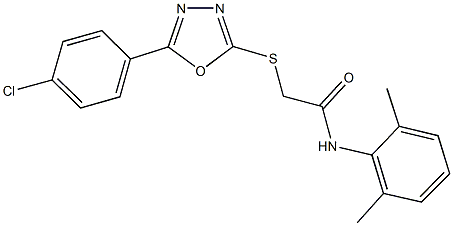 2-{[5-(4-chlorophenyl)-1,3,4-oxadiazol-2-yl]sulfanyl}-N-(2,6-dimethylphenyl)acetamide 结构式