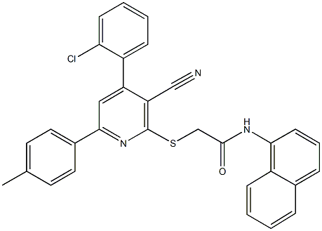 2-{[4-(2-chlorophenyl)-3-cyano-6-(4-methylphenyl)-2-pyridinyl]sulfanyl}-N-(1-naphthyl)acetamide 结构式