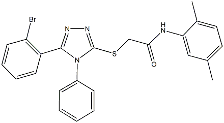 2-{[5-(2-bromophenyl)-4-phenyl-4H-1,2,4-triazol-3-yl]sulfanyl}-N-(2,5-dimethylphenyl)acetamide 结构式