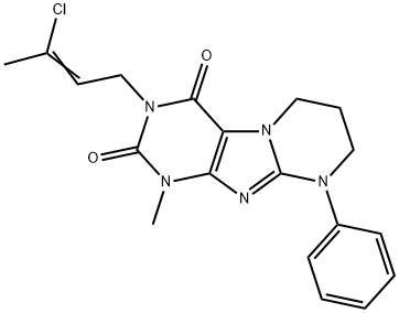 3-(3-chloro-2-butenyl)-1-methyl-9-phenyl-6,7,8,9-tetrahydropyrimido[2,1-f]purine-2,4(1H,3H)-dione 结构式