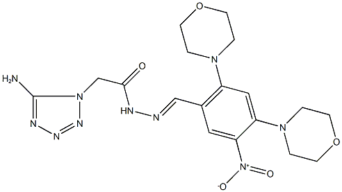 2-(5-amino-1H-tetraazol-1-yl)-N'-[5-nitro-2,4-di(4-morpholinyl)benzylidene]acetohydrazide 结构式