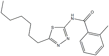 N-(5-heptyl-1,3,4-thiadiazol-2-yl)-2-methylbenzamide 结构式