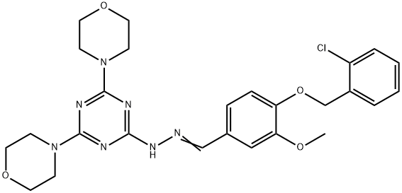 4-[(2-chlorobenzyl)oxy]-3-methoxybenzaldehyde [4,6-di(4-morpholinyl)-1,3,5-triazin-2-yl]hydrazone 结构式