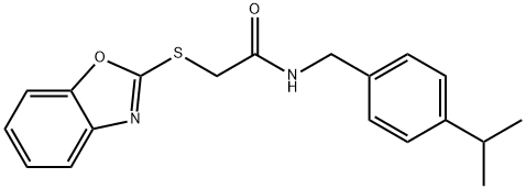 2-(1,3-benzoxazol-2-ylsulfanyl)-N-(4-isopropylbenzyl)acetamide 结构式