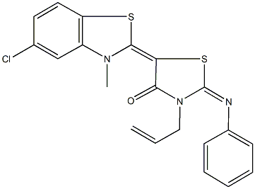 3-allyl-5-(5-chloro-3-methyl-1,3-benzothiazol-2(3H)-ylidene)-2-(phenylimino)-1,3-thiazolidin-4-one 结构式