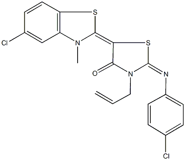 3-allyl-5-(5-chloro-3-methyl-1,3-benzothiazol-2(3H)-ylidene)-2-[(4-chlorophenyl)imino]-1,3-thiazolidin-4-one 结构式