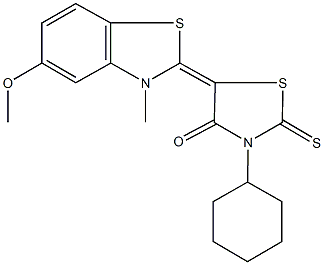 3-cyclohexyl-5-(5-methoxy-3-methyl-1,3-benzothiazol-2(3H)-ylidene)-2-thioxo-1,3-thiazolidin-4-one 结构式