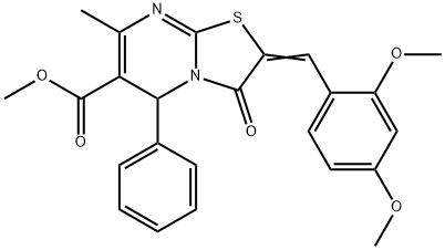 methyl 2-(2,4-dimethoxybenzylidene)-7-methyl-3-oxo-5-phenyl-2,3-dihydro-5H-[1,3]thiazolo[3,2-a]pyrimidine-6-carboxylate 结构式