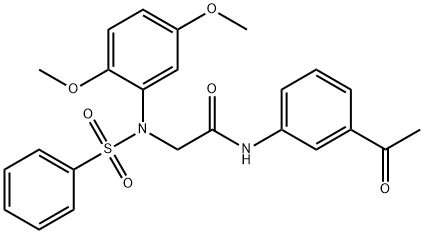 N-(3-acetylphenyl)-2-[2,5-dimethoxy(phenylsulfonyl)anilino]acetamide 结构式
