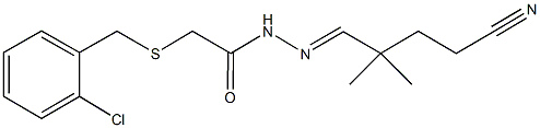 2-[(2-chlorobenzyl)sulfanyl]-N'-(4-cyano-2,2-dimethylbutylidene)acetohydrazide 结构式