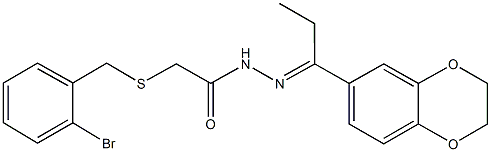 2-[(2-bromobenzyl)sulfanyl]-N'-[1-(2,3-dihydro-1,4-benzodioxin-6-yl)propylidene]acetohydrazide 结构式