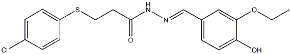 3-[(4-chlorophenyl)sulfanyl]-N'-(3-ethoxy-4-hydroxybenzylidene)propanohydrazide 结构式