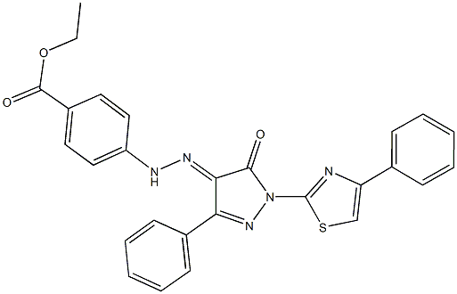 ethyl 4-{2-[5-oxo-3-phenyl-1-(4-phenyl-1,3-thiazol-2-yl)-1,5-dihydro-4H-pyrazol-4-ylidene]hydrazino}benzoate 结构式