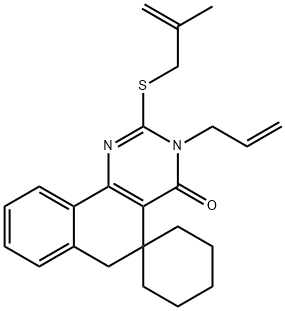 3-allyl-2-[(2-methyl-2-propenyl)sulfanyl]-5,6-dihydrospiro(benzo[h]quinazoline-5,1'-cyclohexane)-4(3H)-one 结构式