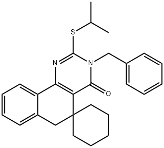 3-benzyl-2-(isopropylsulfanyl)-5,6-dihydrospiro(benzo[h]quinazoline-5,1'-cyclohexane)-4(3H)-one 结构式