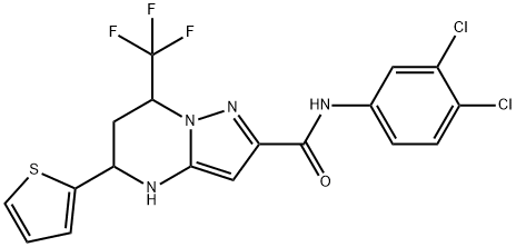 N-(3,4-dichlorophenyl)-5-thien-2-yl-7-(trifluoromethyl)-4,5,6,7-tetrahydropyrazolo[1,5-a]pyrimidine-2-carboxamide 结构式