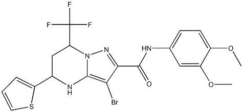 3-bromo-N-(3,4-dimethoxyphenyl)-5-(2-thienyl)-7-(trifluoromethyl)-4,5,6,7-tetrahydropyrazolo[1,5-a]pyrimidine-2-carboxamide 结构式