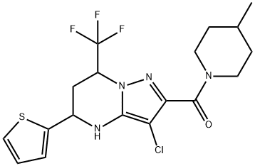 3-chloro-2-[(4-methyl-1-piperidinyl)carbonyl]-5-(2-thienyl)-7-(trifluoromethyl)-4,5,6,7-tetrahydropyrazolo[1,5-a]pyrimidine 结构式