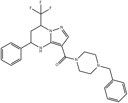 3-[(4-benzyl-1-piperazinyl)carbonyl]-5-phenyl-7-(trifluoromethyl)-4,5,6,7-tetrahydropyrazolo[1,5-a]pyrimidine 结构式